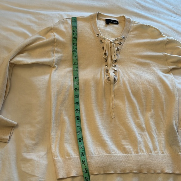 The Kooples Cream Lace-Up Merino Wool Sweater Size M. - Picture 10 of 12